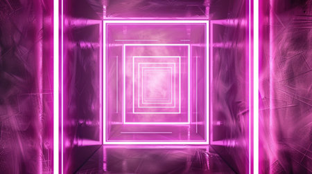 Neon accents adorn an abstract geometric background, Ai Generated.の素材