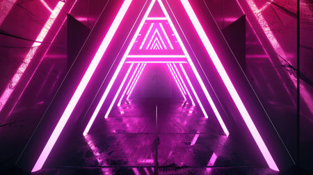 Neon accents adorn an abstract geometric background, Ai Generated.の素材