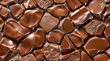 Indulge in the velvety texture of milk chocolate pieces, Ai Generated.の素材