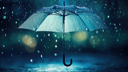 Stay dry under the rain, a transparent umbrella against a water drop splash backdrop. Ai Generated.の素材