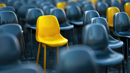 Discover the business concept of a standout yellow chair. Ai Generated.の素材