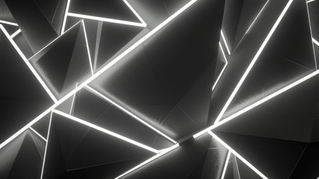 Neon accents adorn an abstract geometric background, Ai Generated.の素材
