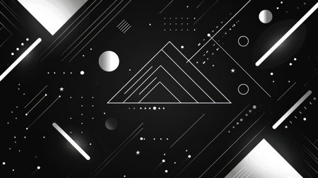 Neon accents adorn an abstract geometric background, Ai Generated.の素材