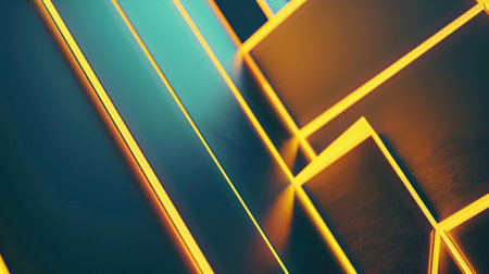 Neon accents adorn an abstract geometric background, Ai Generated.の素材