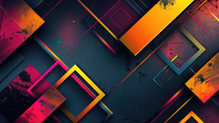 Neon accents adorn an abstract geometric background, Ai Generated.の素材