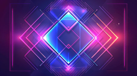 Neon accents adorn an abstract geometric background, Ai Generated.の素材
