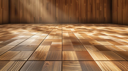 Enhance your design with a wood tile flooring illustration, perfect for backgrounds, Ai Generated.の素材