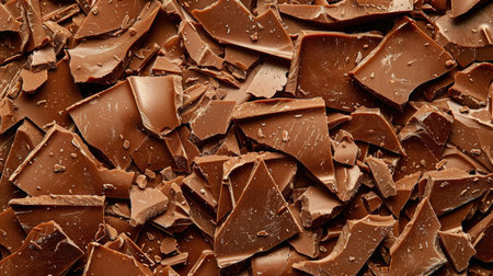 Indulge in the velvety texture of milk chocolate pieces, Ai Generated.の素材