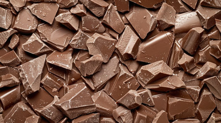 Indulge in the velvety texture of milk chocolate pieces, Ai Generated.の素材