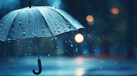 Stay dry under the rain, a transparent umbrella against a water drop splash backdrop. Ai Generated.の素材