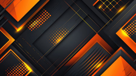 Neon accents adorn an abstract geometric background, Ai Generated.の素材
