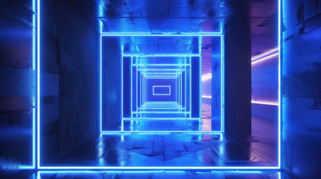 Neon accents adorn an abstract geometric background, Ai Generated.の素材