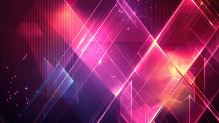 Neon accents adorn an abstract geometric background, Ai Generated.の素材