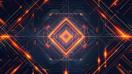 Neon accents adorn an abstract geometric background, Ai Generated.の素材