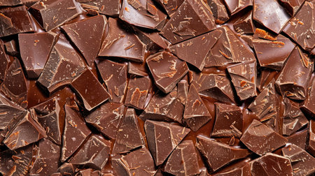 Indulge in the velvety texture of milk chocolate pieces, Ai Generated.の素材
