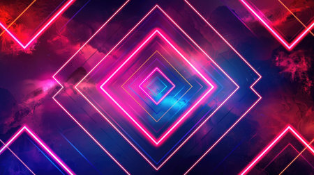 Neon accents adorn an abstract geometric background, Ai Generated.の素材