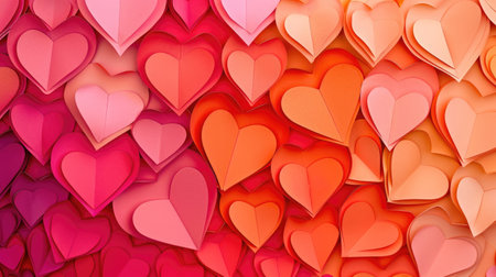 Charming paper cut hearts create a love-filled backdrop for Valentine's Day, Ai Generated.の素材