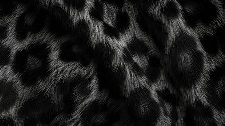 Striking close-up showcases black panther leopard fur print backdrop, Ai Generated.の素材