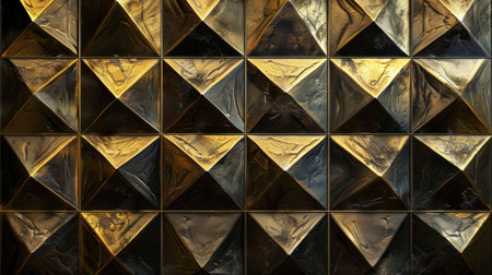 Geometric gold metal texture shines with luxury and modernity, Ai Generated.の素材