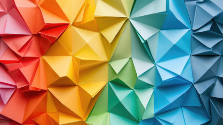 Vibrant origami paper creates captivating abstract wallpaper, Ai Generated.の素材