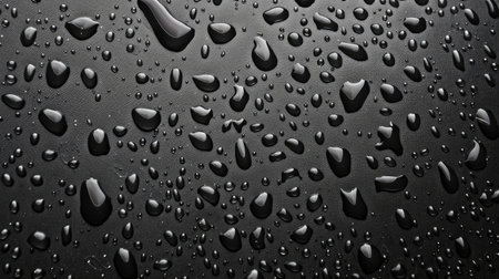 Dramatic black backdrop embellished with captivating water droplets, Ai Generated.の素材