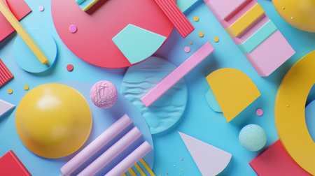 Colorful 3D abstraction, intricate geometric patterns, dynamic background. Ai Generated.の素材