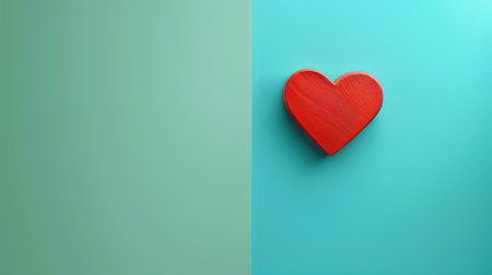 Heart symbol in red against blue-green banner backdrop with space for text, Ai Generatedの素材