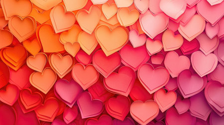 Charming paper cut hearts create a love-filled backdrop for Valentine's Day, Ai Generated.の素材