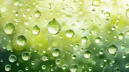 Refreshing green backdrop embellished with shimmering water droplets, Ai Generated.の素材