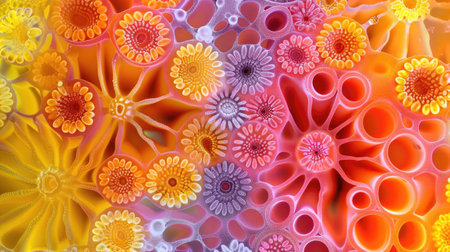 Detailed macro image reveals various stages of microscopic embryo development, Ai Generated.の素材