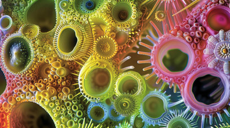 Detailed macro image reveals various stages of microscopic embryo development, Ai Generated.の素材