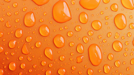 Refreshing orange backdrop embellished with shimmering water droplets, Ai Generated.の素材