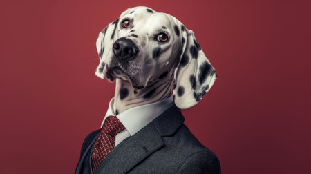 Stylish Dalmatian dressed to impress in a sleek suit, Ai Generated.の素材
