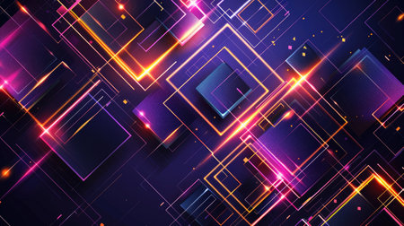 Neon accents adorn an abstract geometric background, Ai Generated.の素材