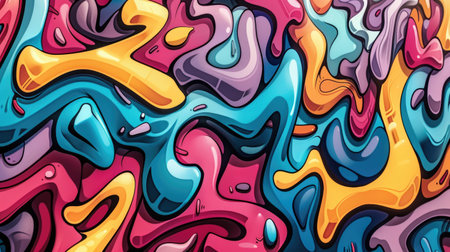 Bold graffiti-style background showcases bright colors in vibrant design, Ai Generated.の素材