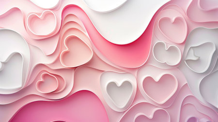 Charming paper cut hearts create a love-filled backdrop for Valentine's Day, Ai Generated.の素材