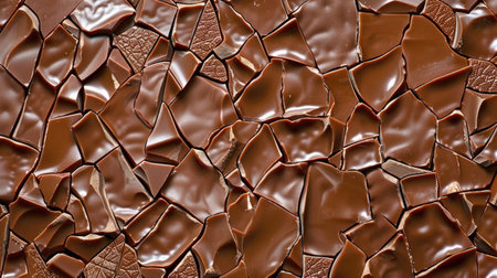 Indulge in the velvety texture of milk chocolate pieces, Ai Generated.の素材