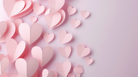 Charming paper cut hearts create a love-filled backdrop for Valentine's Day, Ai Generated.の素材