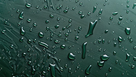 Refreshing green backdrop embellished with shimmering water droplets, Ai Generated.の素材