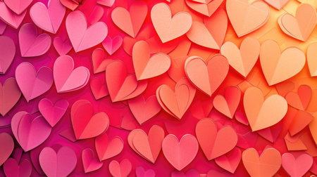 Charming paper cut hearts create a love-filled backdrop for Valentine's Day, Ai Generated.の素材