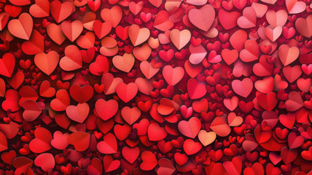 Charming paper cut hearts create a love-filled backdrop for Valentine's Day, Ai Generated.の素材