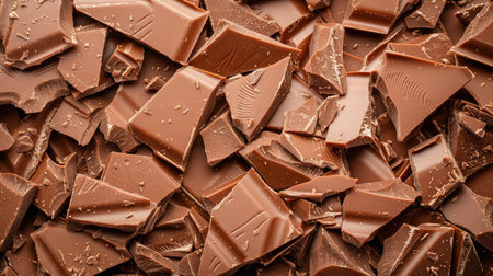 Indulge in the velvety texture of milk chocolate pieces, Ai Generated.の素材