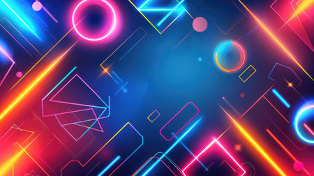 Neon accents adorn an abstract geometric background, Ai Generated.の素材