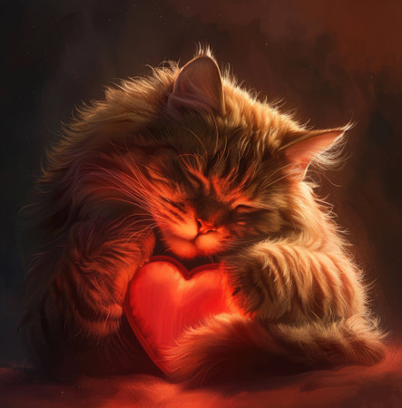 Cute tabby cat with heart, perfect for Valentine's, Ai Generated.の素材