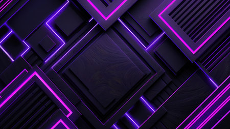Neon accents adorn an abstract geometric background, Ai Generated.の素材