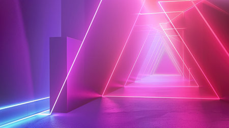 Neon accents adorn an abstract geometric background, Ai Generated.の素材