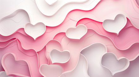 Charming paper cut hearts create a love-filled backdrop for Valentine's Day, Ai Generated.の素材