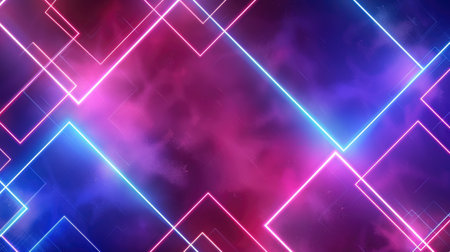 Neon accents adorn an abstract geometric background, Ai Generated.の素材