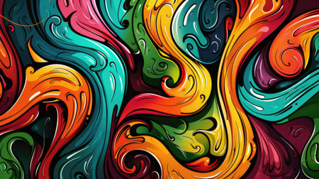 Bold graffiti-style background showcases bright colors in vibrant design, Ai Generated.の素材
