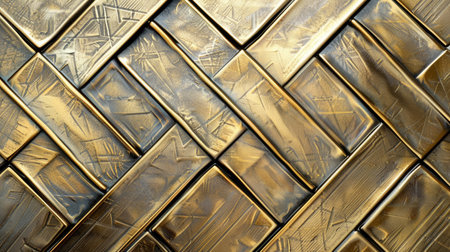 Geometric gold metal texture shines with luxury and modernity, Ai Generated.の素材
